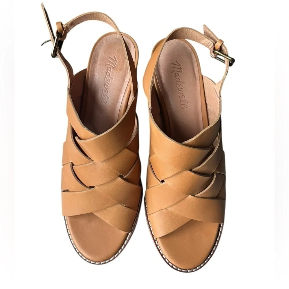 Madewell Woven High Heel Sandals / dessert camel size 8.